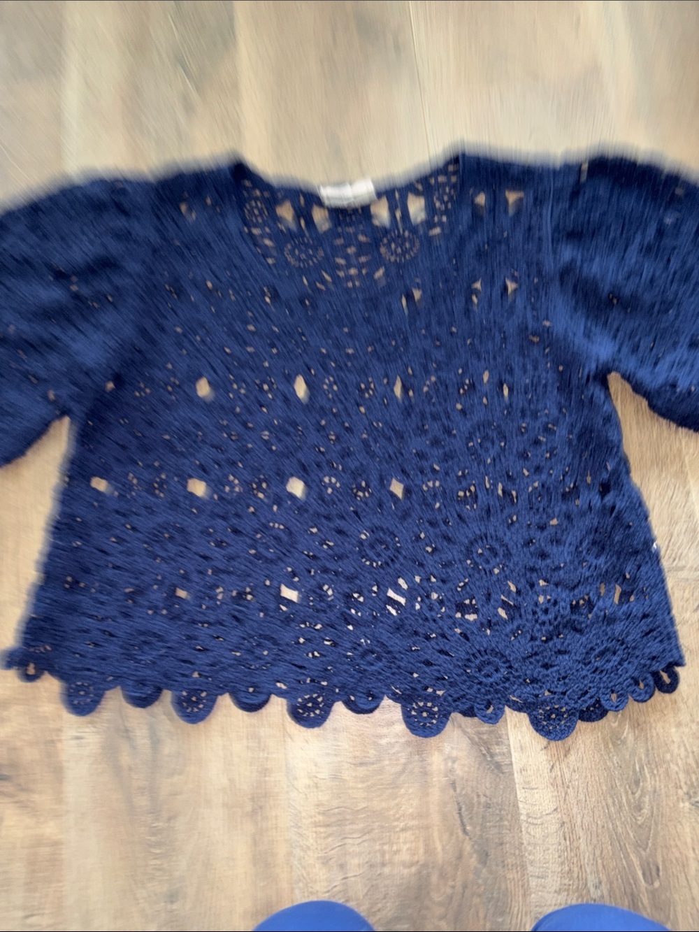Solitaire Navy Crochet Lace Girls' Top